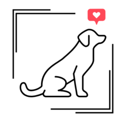 Logo for Social Dog Digital Dog with social media style heart above head